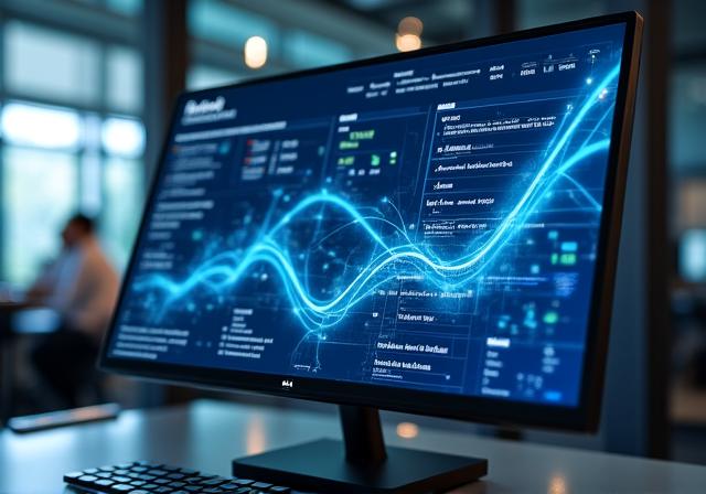AI-driven digital dashboard showing optimized business workflows and data flow connectivity