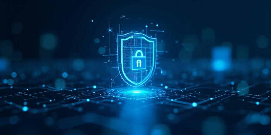 Secure data shield and digital lock representation